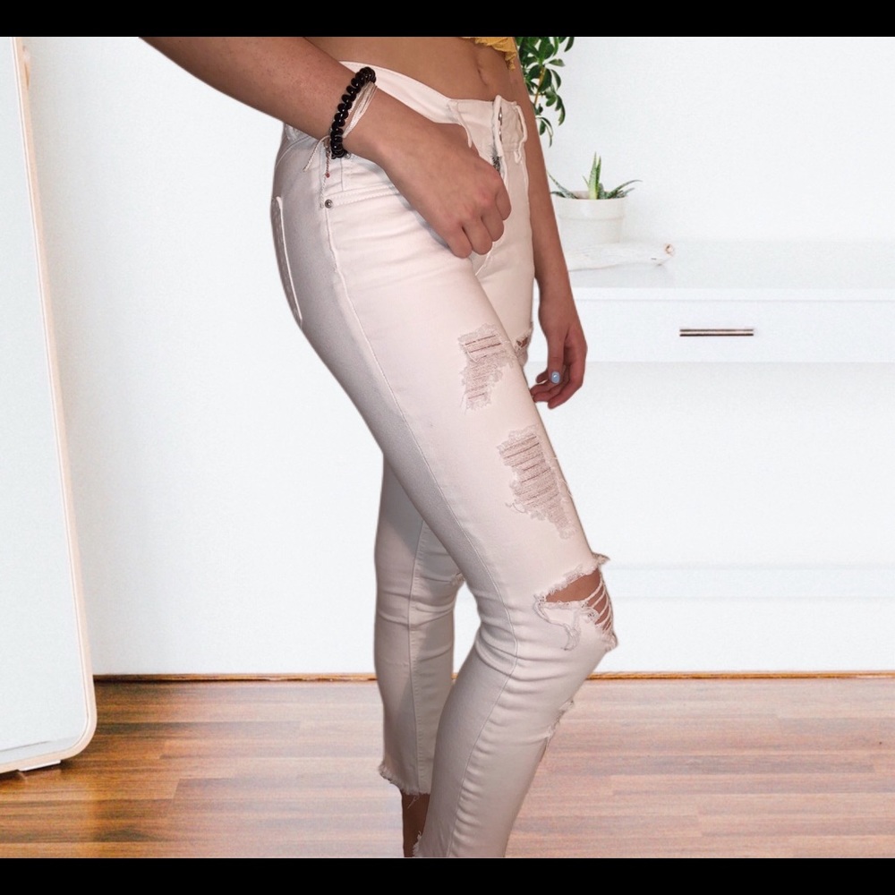 white ripped jeans